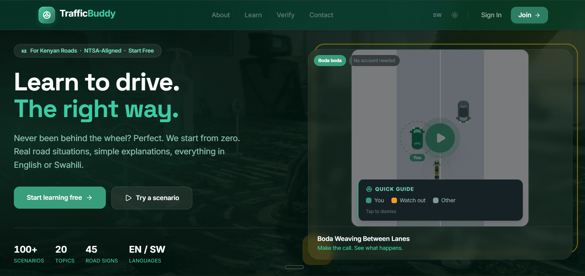 Traffic Buddy – NTSA Driving Theory Platform website screenshot
